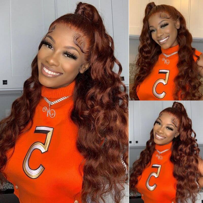 Reddish Brown Color Lace Wig Body Wave Virgin Human Hair Weekly Recommend