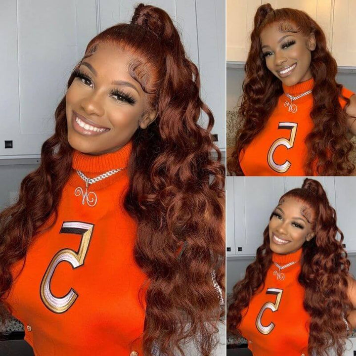 Reddish Brown Color Lace Wig Body Wave Virgin Human Hair Weekly Recommend