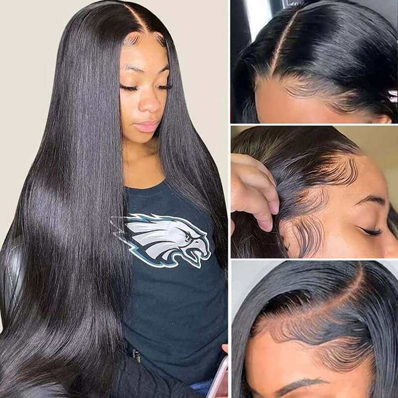 Super Sale $109=22" Straight 13x4 Lace Front Human Hair Wigs 150% Density