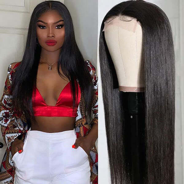 Super Sale  $79 18" Straight 4X4 Lace Closure Human Hair Wig 150% Density