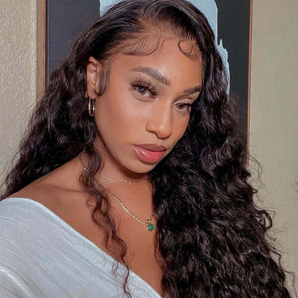 Water Wave 5x5 Glueless Lace Wigs Human Hair Pre Plucked Closure Wigs