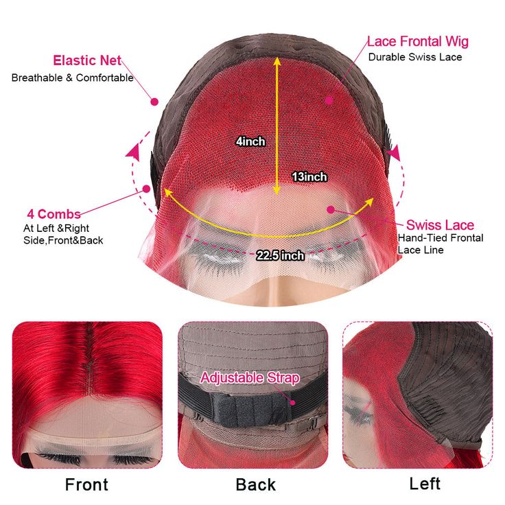Gorgeous Red Color Transparent Lace Wigs Straight Human Hair Wigs Pre Plucked With Baby Hair