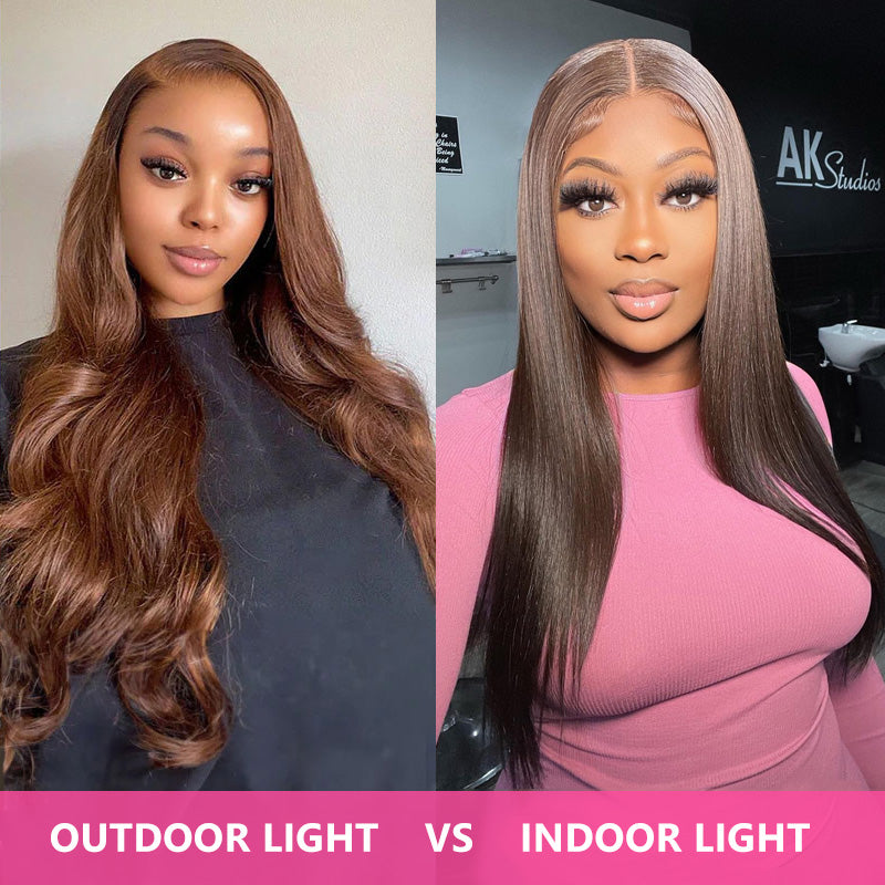Bling Hair Brown Colored Human Hair 13x4 13x6 Lace Frontal Wig Body Wave Ready to Wear Glueless 6x4 Pre-Cut Lace Closure Wig #4