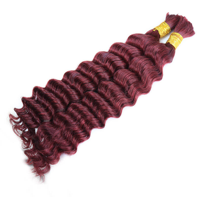 Micro Braiding Hair Human Bulk Hair Deep Wave 99J No Weft Human Hair Braids Extension