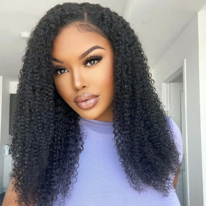 Super Sale $129=24 Inch Curly 4X4 Lace Closure Human Hair Wig 150% Density
