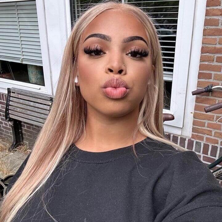 Champagne With Blonde Color Highlight Virgin Wigs Body Wave 13x4 Transparent Lace Wigs Bling Hair