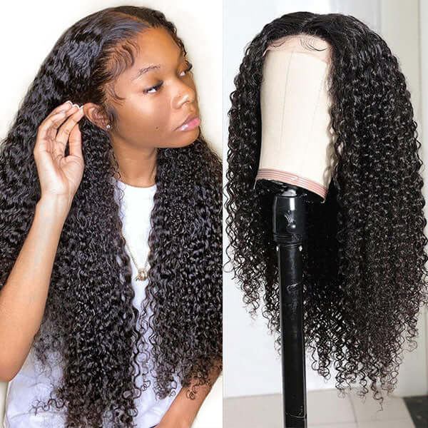 5X5 Kinky Curly Lace Wigs Human Hair for Black Women Pre Plucked with Baby Hair
