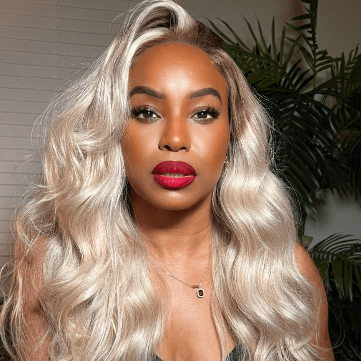 Ash Blonde Color Human Hair Body Lace Front Wigs Pre-Plucked Brown Root Mix #613 Hot Color Wigs
