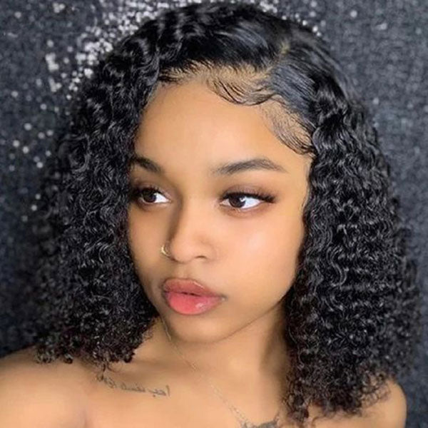 Short Bob Wig Jerry Curly Human Hair Wigs for Women Pre-Plucked 13x4 Transparent Lace Wig