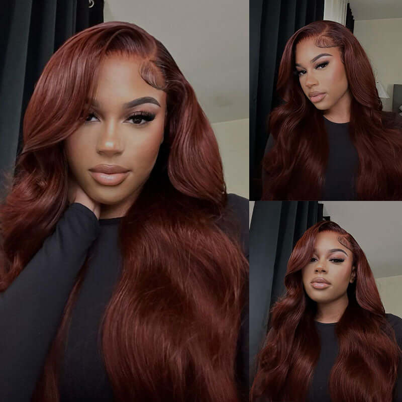 Reddish Brown Color Lace Wig Body Wave Virgin Human Hair Weekly Recommend
