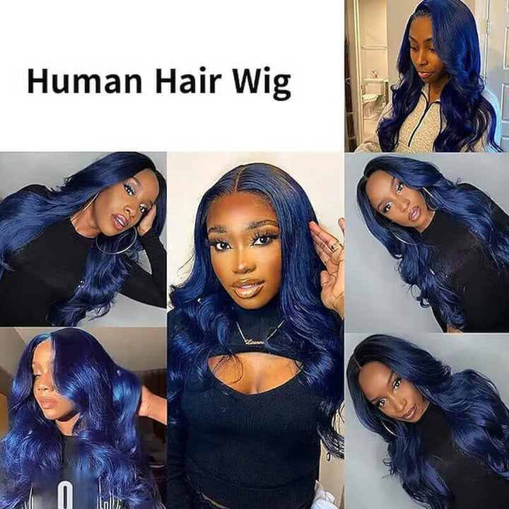 Flawless Blue BlingHair Body Wave Human Hair Wigs Pre Plucked With Baby Hair