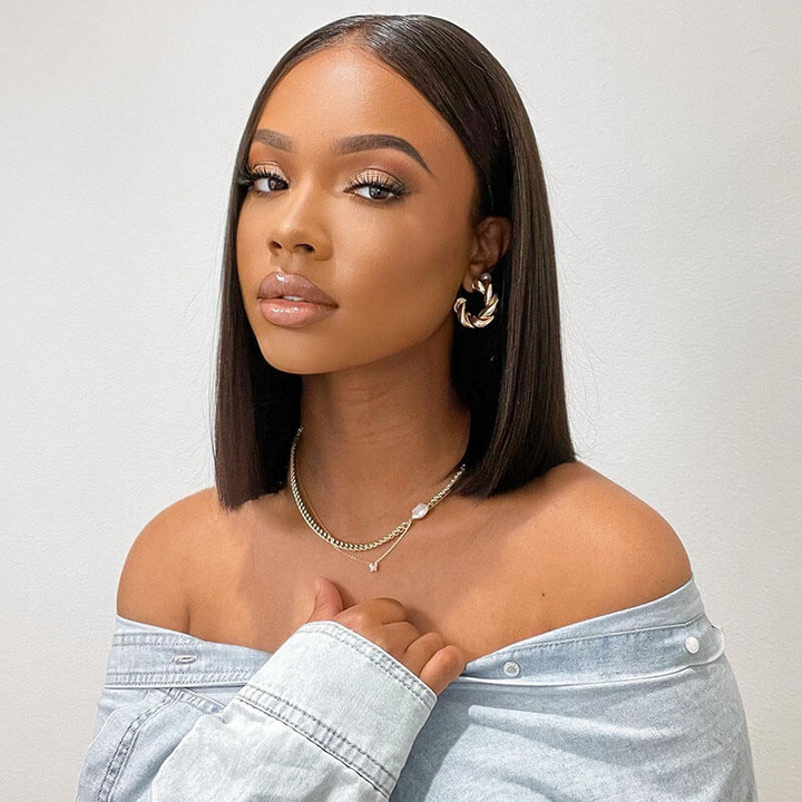 No Code Needed | 13*4 Straight Bob Lace Front Human Hair Wigs 4*4 Lace Closure Wig