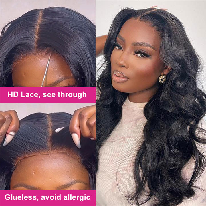 Ready To Go Body Wave Human Hair Wig Easy on Easy off with Pre Plucked Hairline Pre-Cut Lace Wig
