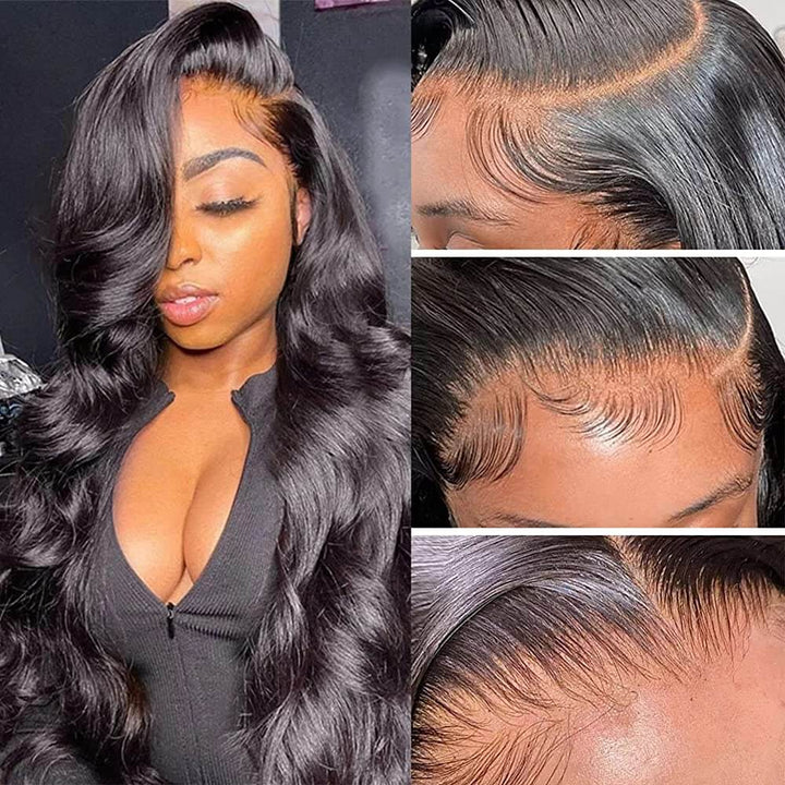 16-40 Inch Body Wave Free Part 13x6 Full Lace Frontal Human Hair Wig Natural Color