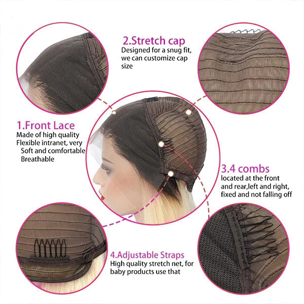 Body Wave Brown Roots 613 Blonde 13x4 Lace Front Human Hair Wig