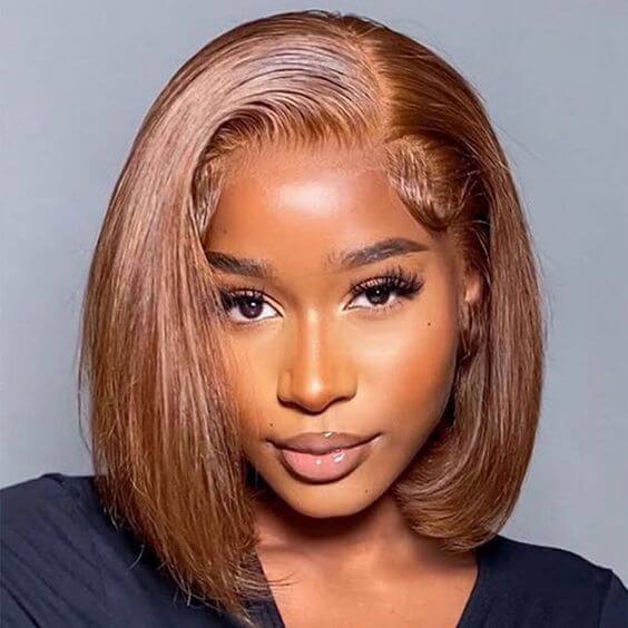 Reddish Brown Auburn Copper Color Human Hair Straight Short Bob Wig