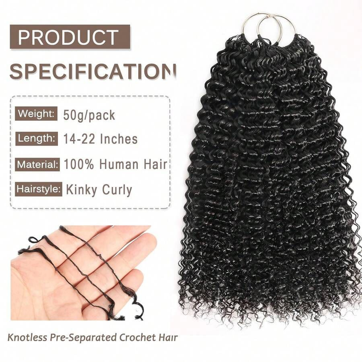 Bling Hair New In Burmese Curly Crochet Human Hair, Designed for Miracle Knots Boho Braids Plush Texture Time-Saving Wear[No Code Needed]