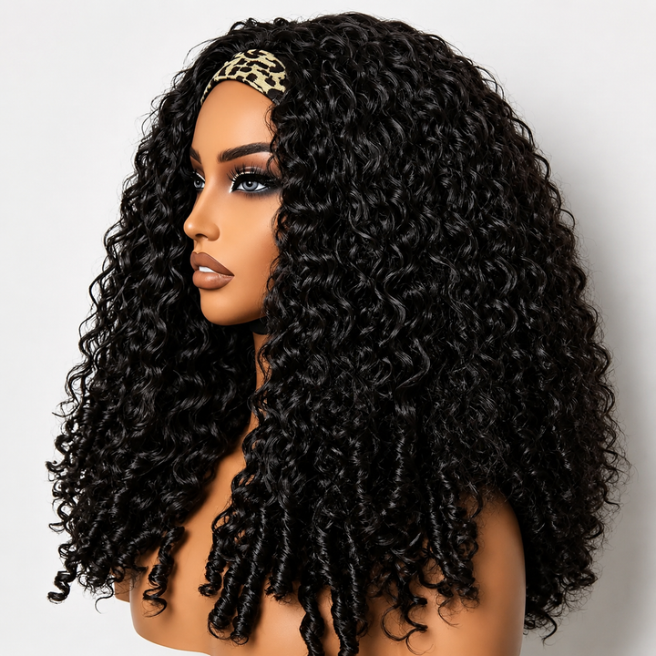 Super Sale Burmese Curly Headband Human Hair Wigs No Code Needed