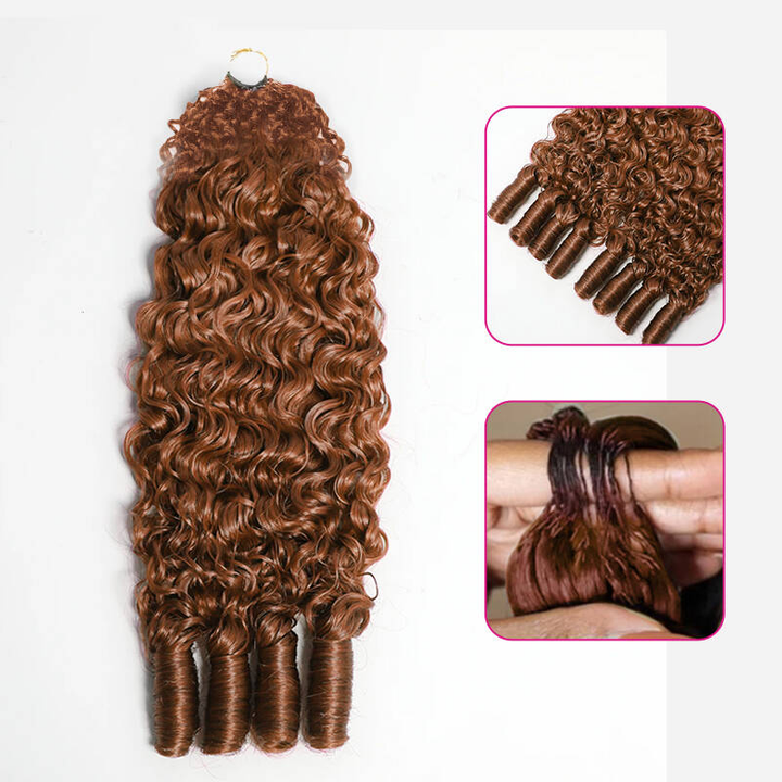 Bling Hair New In Color #30 Light Auburn Burmese Curly Crochet Human Hair for Miracle Knots Plush Texture Time-Saving Wear[No Code Needed]