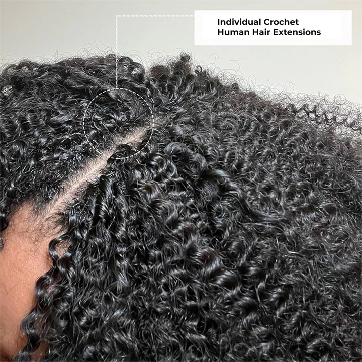 Bling Hair New In Afro Curly Crochet Human Hair for Miracle Knots, Boho Braid Ready – Time-Saving Pre-Separated Strands[No Code Needed]