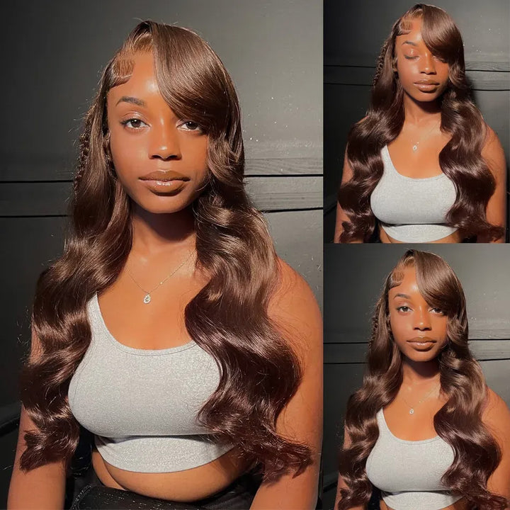 Super Sale Brown Color #4 Body Wave 13x4/13x6 Lace Front Human Hair Wigs