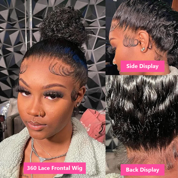 Curly 360 Lace Frontal Wig Upgraded Invisi Strap Glueless Human Hair Wigs