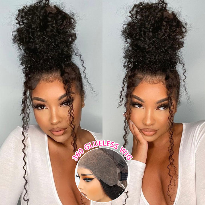 Curly 360 Lace Frontal Wig Upgraded Invisi Strap Glueless Human Hair Wigs