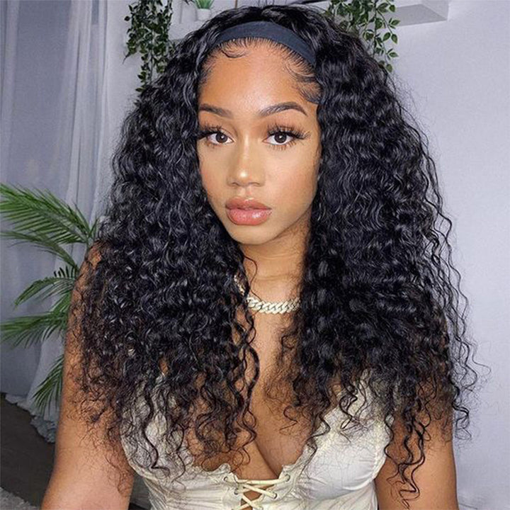 [No Code Needed] 3 In 1 Curly Half Wig Human Hair Flip Over Glueless Wig with Drawstrings