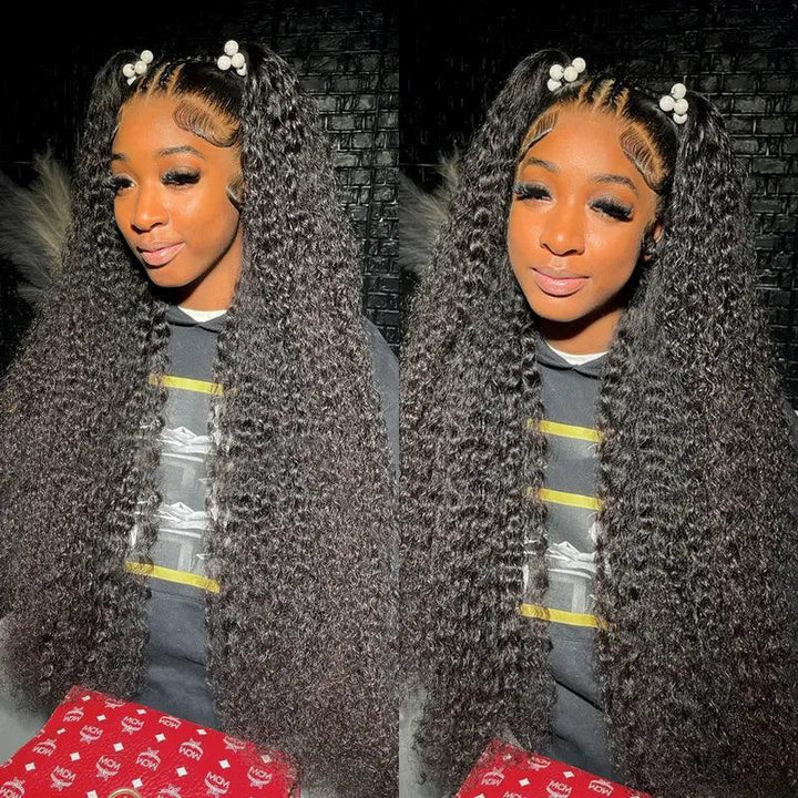 13x6 Full Frontal Kinky Curly Transaprent Lace Front Human Hair Wig