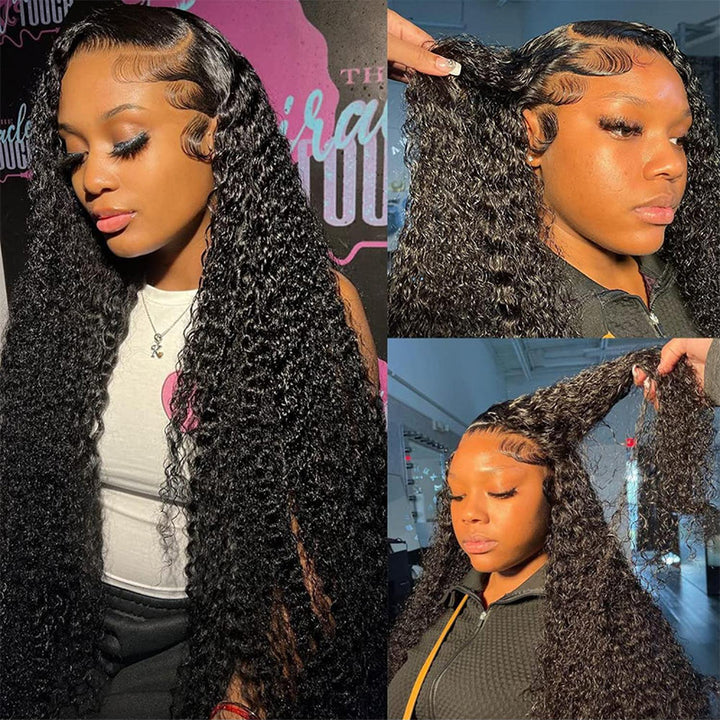 13x6 Full Frontal Kinky Curly Transaprent Lace Front Human Hair Wig
