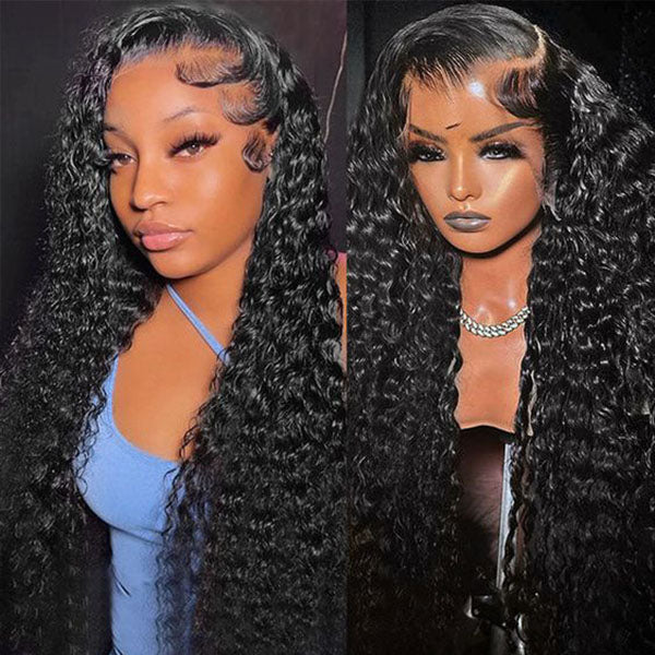 13x6 Full Frontal Kinky Curly Transaprent Lace Front Human Hair Wig
