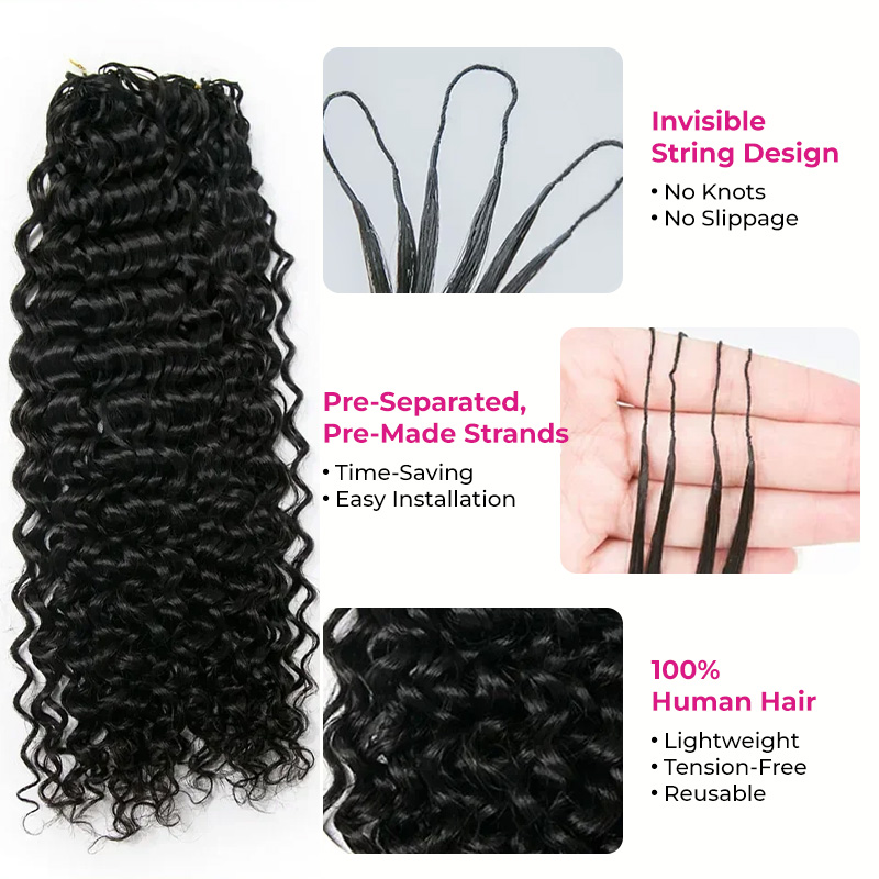 Bling Hair New In Burmese Curly Crochet Human Hair, Designed for Miracle Knots Boho Braids Plush Texture Time-Saving Wear[No Code Needed]