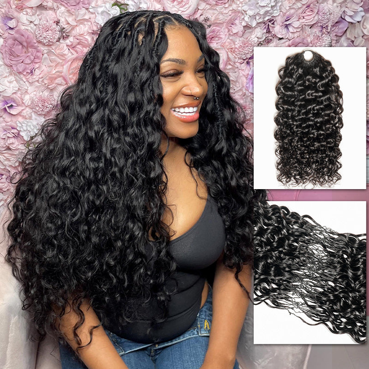 Bling Hair In New Water Wave Crochet Human Hair for Boho Braids with Miracle Knots Time-Saving Install[No Code Needed]
