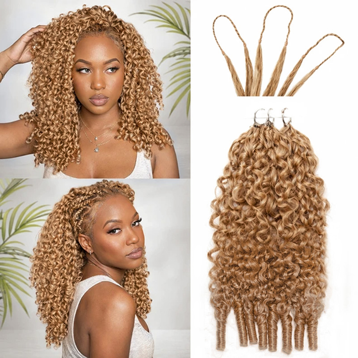 Bling Hair New In Color #27 Honey Blonde Burmese Curly Crochet Human Hair for Miracle Knots Plush Texture Time-Saving Wear