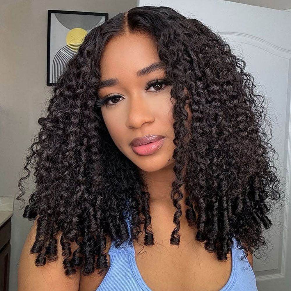 Bling Hair New In Burmese Curly Crochet Human Hair, Designed for Miracle Knots Boho Braids Plush Texture Time-Saving Wear[No Code Needed]