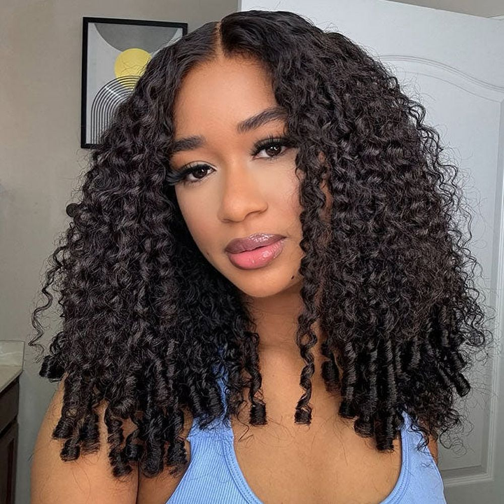 Bling Hair New In Burmese Curly Crochet Human Hair, Designed for Miracle Knots Boho Braids Plush Texture Time-Saving Wear[No Code Needed]