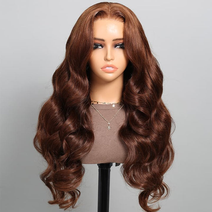 #4 Chestnut Brown Colored Lace Front Human Hair Wigs Glueless 5x5 Lace Wig