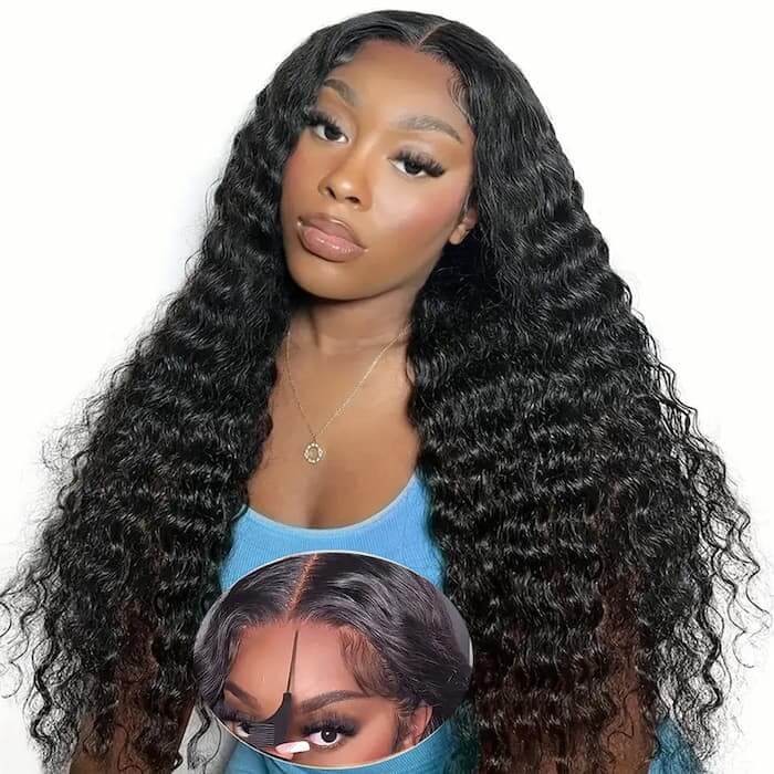 Put On & Go Pre Cut 5x5 Lace Deep Wave Glueless Ready to Wear Wig with Pre Plucked Hairline