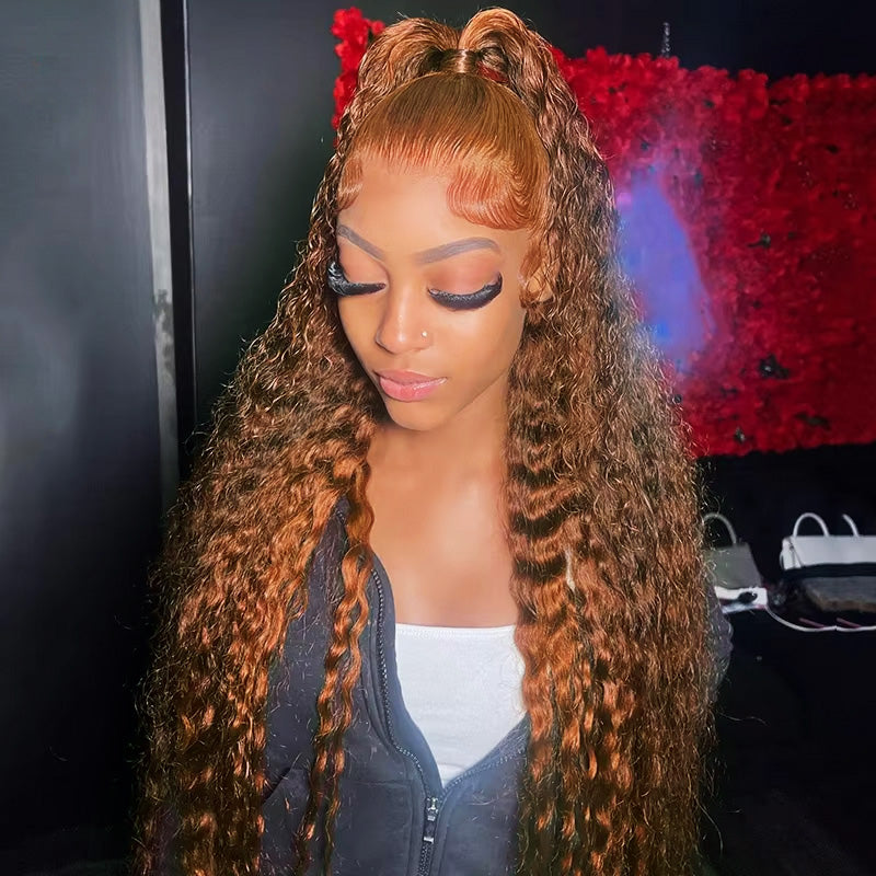Super Sale Brown Color #4 Deep Wave Lace Front Human Hair Wigs 180% Density