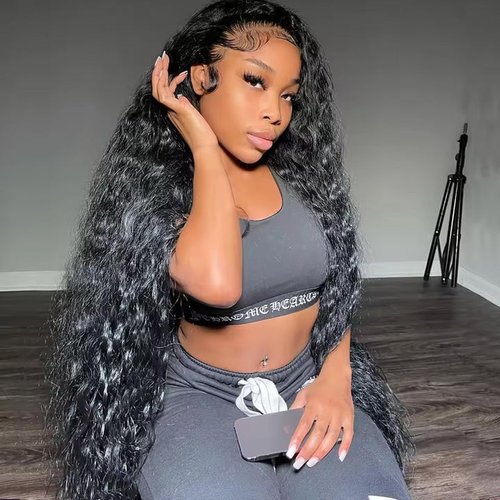 Super Sale Deep Wave 13x4/13x6 Lace Frontal Human Hair Wig Natural Black