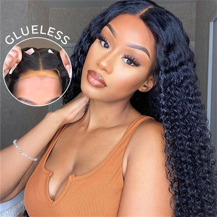 Pre-bleach Knots Deep Wave HD Glueless Wig with Pre Cut Wig Wear&Go