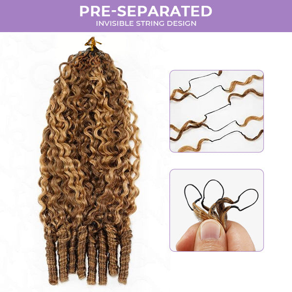 Bling Hair New In Highlight 4/27 Burmese Curly Crochet Human Hair With Miracle Knots for Easy Install[No Code Needed]