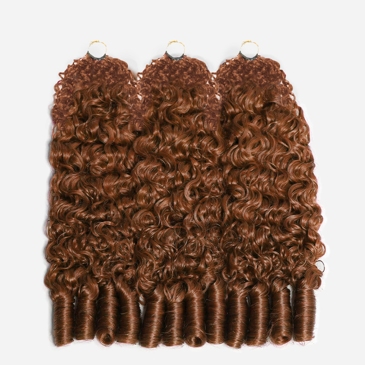 Bling Hair New In Color #30 Light Auburn Burmese Curly Crochet Human Hair for Miracle Knots Plush Texture Time-Saving Wear[No Code Needed]