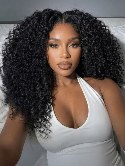 Pull Go 13x6 13x4 Bye-Bye Slip™ Put On And Go Glueless Fluffy Curly Drawstring Wig