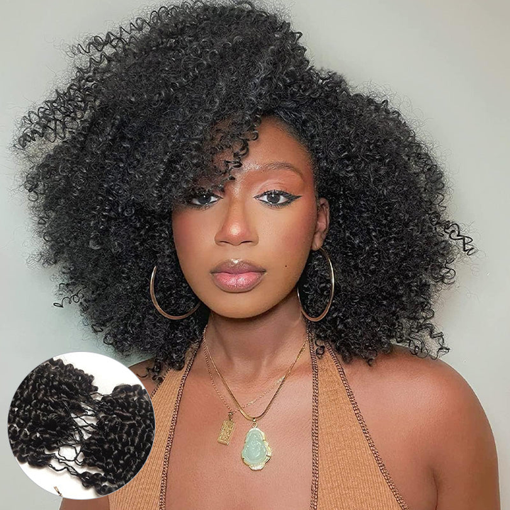 Bling Hair New In Afro Curly Crochet Human Hair for Miracle Knots, Boho Braid Ready – Time-Saving Pre-Separated Strands[No Code Needed]