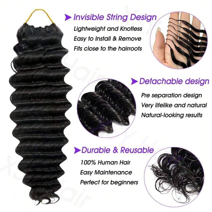 Bling Hair New In Burmese Curly Crochet Human Hair, Designed for Miracle Knots Boho Braids Plush Texture Time-Saving Wear[No Code Needed]