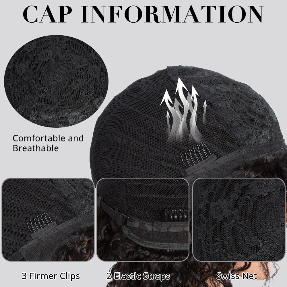 Straight Human Hair Short Bob Wig With Bangs Glueless Full Machine Made Fringe Wigs
