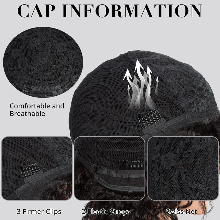 Straight Human Hair Short Bob Wig With Bangs Glueless Full Machine Made Fringe Wigs