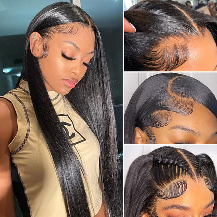 Bling Hair Full Lace Human Hair Wigs Brazilian Straight Transparent Lace Wig for Braids 150% Density