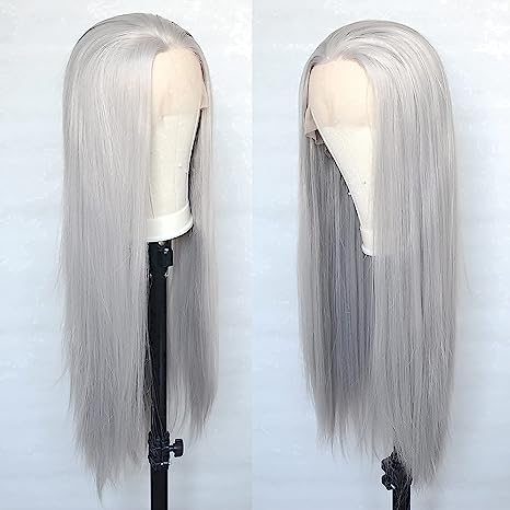 30 32Inch Grey Straight Lace Frontal Human Hair Wig Preplucked Colored HD Transparent Lace Wigs For Women Bling Hair